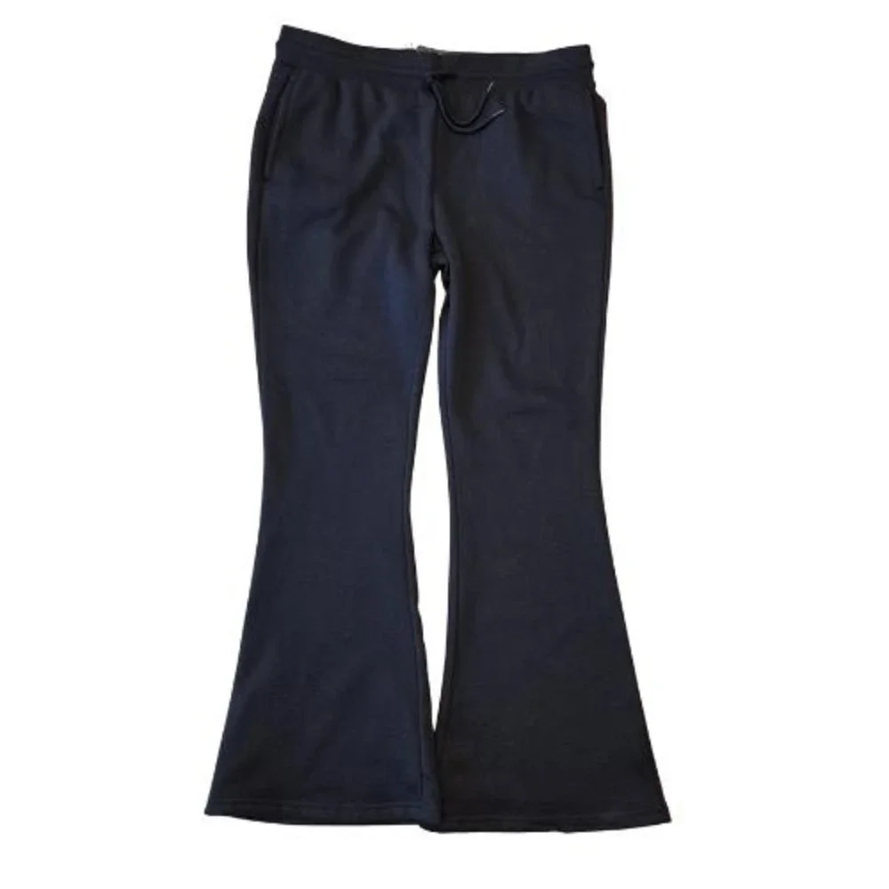 NWT True Religion Black Gold Gothic Logo Flare Sweatpant Y2K Bell Bottom Joggers - Picture 3 of 13